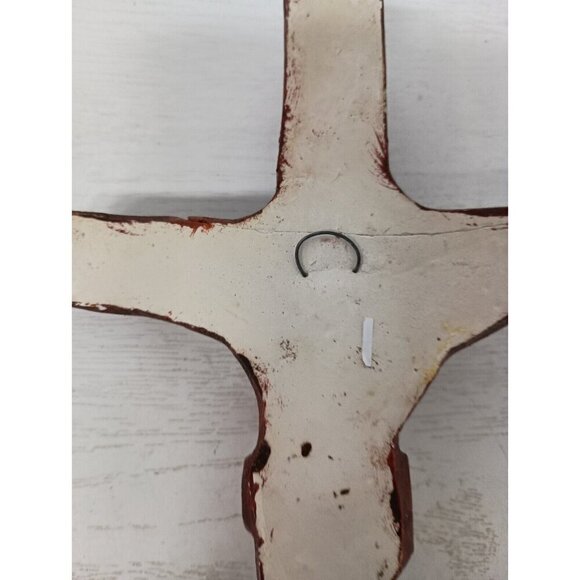 Vintage Ceramic Cross Crucifix Jesus Christ Hand Painted Wall Hanging Religious - Picture 6 of 9
